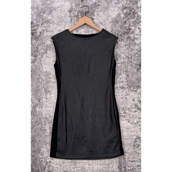 New BCBG MAXAZRIA Dress XS Womens Black Vegan Leather Mini Cocktail Party - Picture 1 of 8